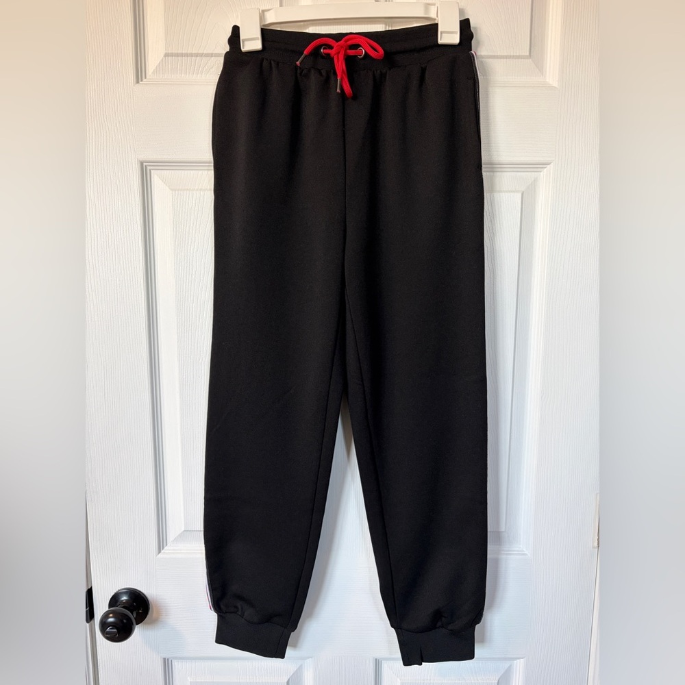 Forever 21 Black Joggers with Red Checkered Trim (Size S)